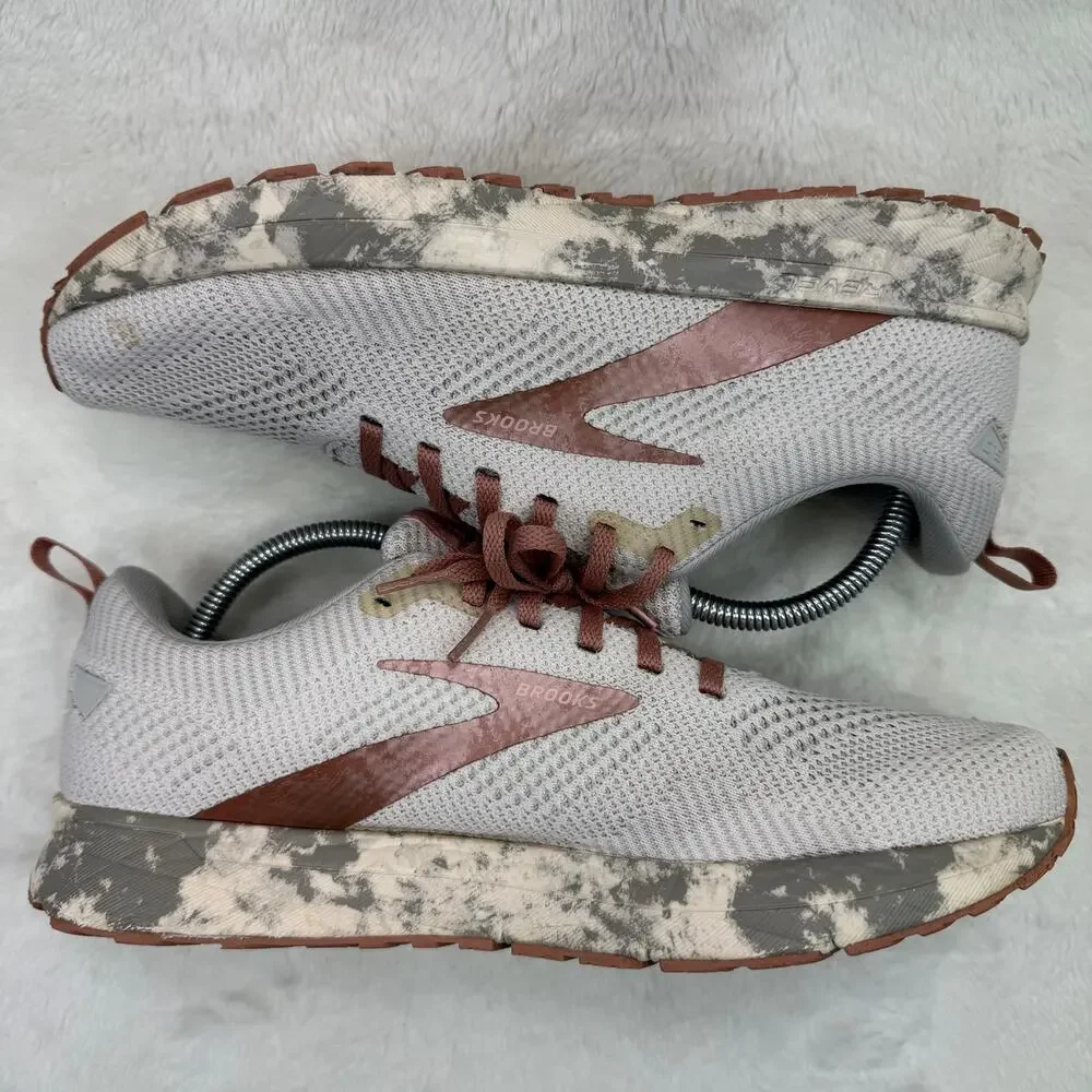 Brooks Revel 5 Womens Running Shoes Gray Rose Gold Size 11 Neutral Sneakers